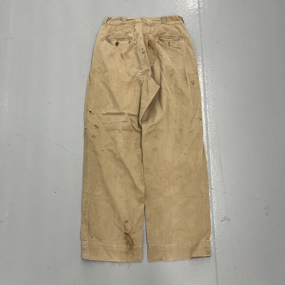 Vintage WW2 Tan Military Buttonfly Sanforized Chinos 26x28 - Picture 5 of 7